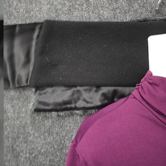 Henri Bendel Faux Fur & Silk Collar Scarf Black Bedazzled - Picture 4 of 5